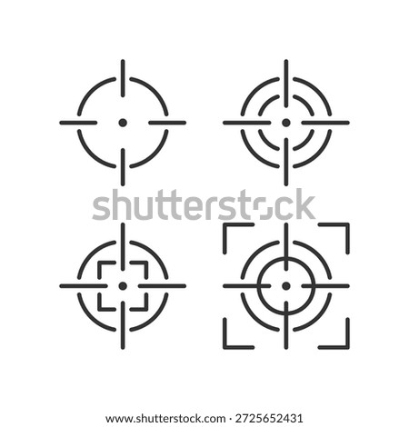 Target aim icons set. Sniper target aim shoot icon collection. Black aim icon set. Set of black sight icons. Crosshair, gun sight vector icons.