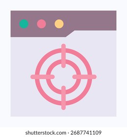 Ícone de interface de destino em estilo da Web, ícone de estilo plano de vetor isolado. 