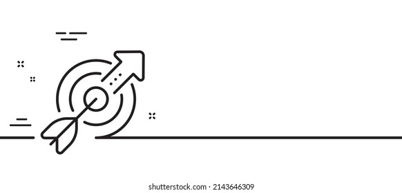 Icono de la línea de destino. Signo de destino financiero. Símbolo de objetivo comercial. Fondo mínimo de la ilustración de línea. Banner de patrón de icono de línea de destino. Concepto de plantilla web blanca. Vector
