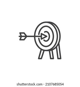 Target aim line icon. linear style sign for mobile concept and web design. Target arrow outline vector icon. Achievement, success symbol, logo illustration. Vector graphics