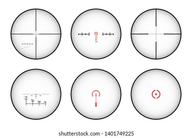 Target and aim. Pack of sniper rifle aims isolated