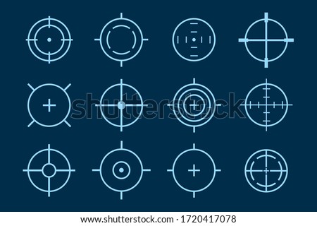 Target aim. Set of targets and destination. Focus icons. Vector