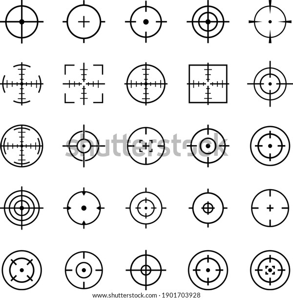Target aim. Set of targets and destination\
icon, logo isolated on white\
background