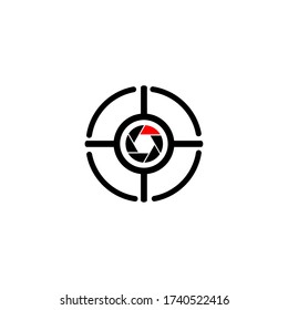 Plantilla de diseño de logotipo de foco, objetivo, disparo