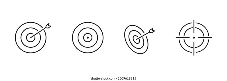 Target aim sign. Goal vector set. Bulls eye icon isolated.