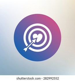 Target aim sign icon. Darts board symbol with heart in the center. Icon on blurred background. Vector