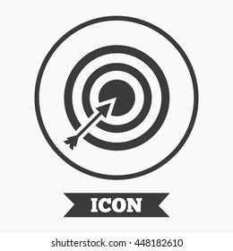 Target aim sign icon. Darts board with arrow symbol. Graphic design element. Flat symbol in circle button. Vector