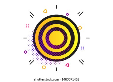 Target aim sign icon. Halftone dots pattern. Darts board symbol. Classic flat target icon. Vector