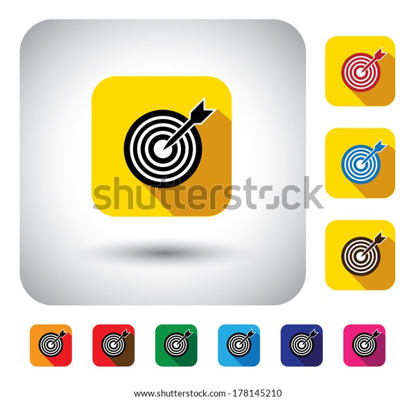 Target Aim Sign On Button Flat Stock Vector (Royalty Free) 178145210