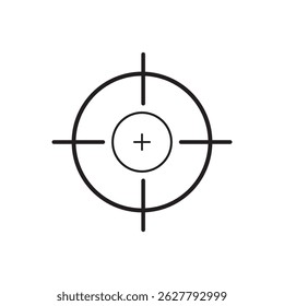 Ziel und Ziel, Ziel und Ziel. Ziel- oder Zielsymbol. Militärisches Zielfernrohr, Schussmarke. Vektorgrafik