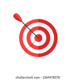 Target aim vector icon in flat style. Darts game illustration on white isolated background. Dartboard sport target concept.