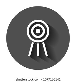 Target aim vector icon in flat style. Darts game illustration with long shadow. Dartboard sport target concept.