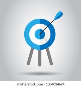Target aim vector icon in flat style. Darts game illustration on white background. Dartboard sport target concept.
