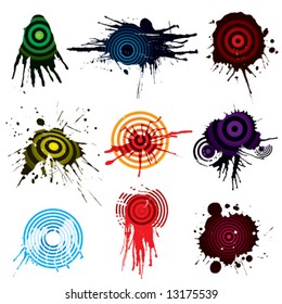 Diseños de grunge de destino Aiming, archivo de ilustración vectorial.