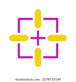 Target aiming icon with purple and yellow color