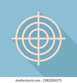 Zielrichtungszeichen. Ungebleichter Seidensymbol mit sehr langem Schatten auf dunkelblauem Hintergrund. Illustration.