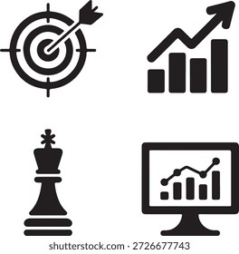 Target analytics and business strategy icons