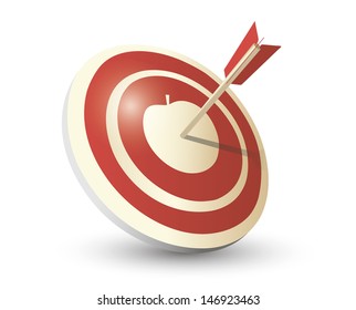 Target and apple with arrow