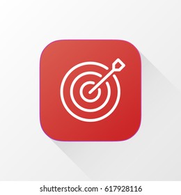 Target application for mobile phone. Line flat vector icon, button and website design. Illustration isolated on white background. EPS 10 design, logo, app, infographic.