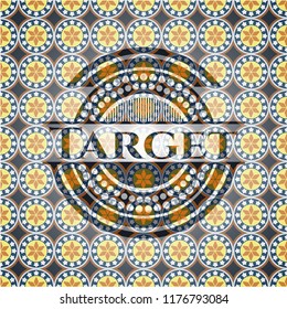 Target arabic style badge. Arabesque decoration.