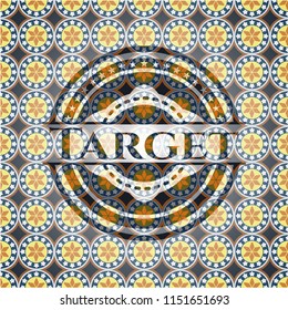 Target arabic style emblem. Arabesque decoration.