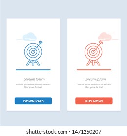 Target, Archery, Arrow, Board  Blue and Red Download and Buy Now web Widget Card Template. Vector Icon Template background