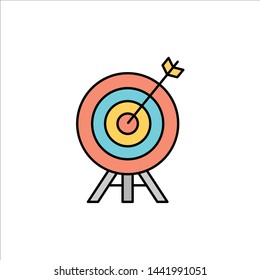 Target, Archery, Arrow, Board  Flat Color Icon. Vector icon banner Template