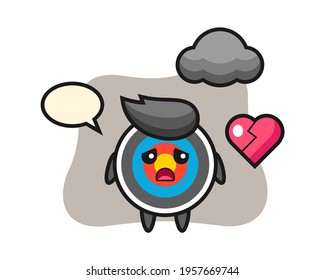 Target archery cartoon illustration is broken heart, cute style design for t shirt, sticker, logo element