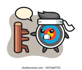 Target archery cartoon illustration as a karate fighter, cute style design for t shirt, sticker, logo element