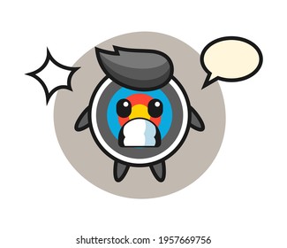 Target archery character cartoon with shocked gesture, cute style design for t shirt, sticker, logo element
