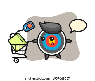 Target archery illustration cartoon with a shopping cart, cute style design for t shirt, sticker, logo element