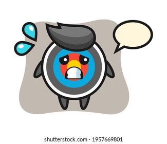Target archery mascot character with afraid gesture, cute style design for t shirt, sticker, logo element