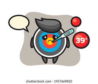 Target archery mascot character with fever condition, cute style design for t shirt, sticker, logo element