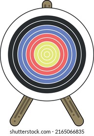 Target for archery, vectorized, with wooden support.
