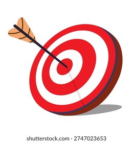 Target with arrow 3d isometric for objective and focus concept, goal achievement, successful business strategy, hitting aim, bullseye symbol and accuracy