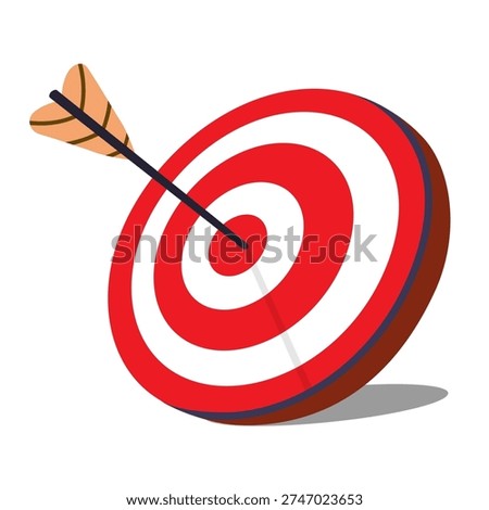 Target with arrow 3d isometric for objective and focus concept, goal achievement, successful business strategy, hitting aim, bullseye symbol and accuracy