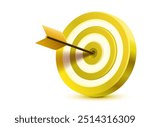 Target and arrow, 3d object on white background. Vector illustration