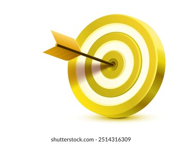 Target and arrow, 3d object on white background. Vector illustration