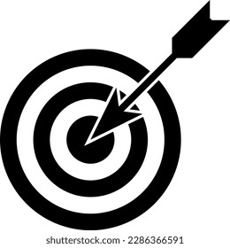 Symbol für Ziel- und Pfeilziele oder Genauigkeit oder Mission abgeschlossen. Vektorbild.	
