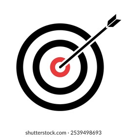 target arrow black icon flat style vector illustration