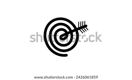 Target with arrow, black isolated silhouette