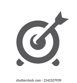 Target and arrow black vector icon. Business goal and strategy filled symbol.