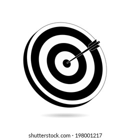 Target and arrow. Black and white. Vector