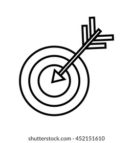 Target with arrow in black and white, vector illustration graphic.