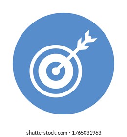 target with arrow block style icon vector illustration design
