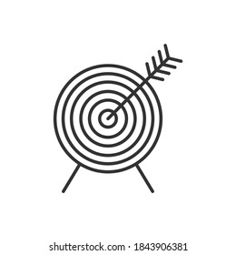 Target With Arrow In The Bulls Eye. Vector Black Icon.