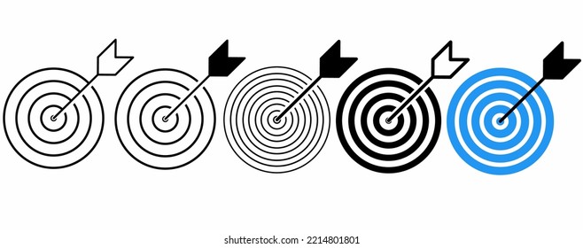 Target, arrow and bullseye icon isolated on white background