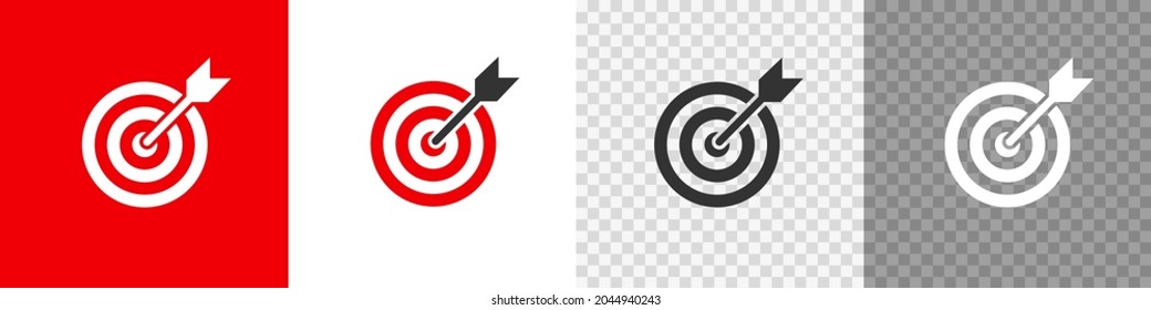 Target and arrow button set icon. Flat vector illustration