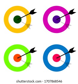 target with arrow center set illustration in colorful