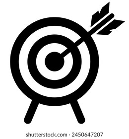 Objetivo y flecha en el centro. Clipart de Vector aislado sobre fondo blanco.